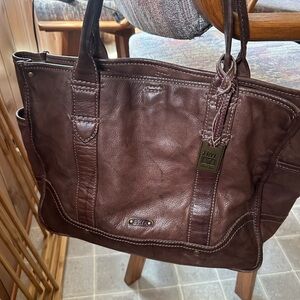 Frye authentic leather purse, laptop bag.